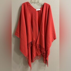 Mer Sea Classic Travel Wrap One Size Orange Shawl Tasseled Beachy Boho Cozy Wrap